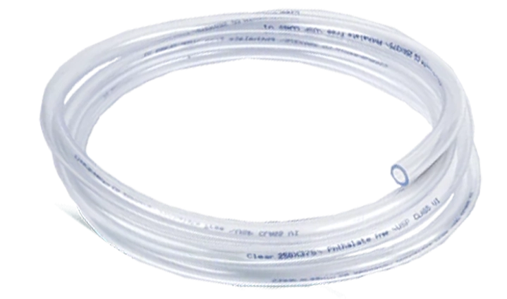 image of coiled up Clear Phthalate-Free PVC milk Tubing